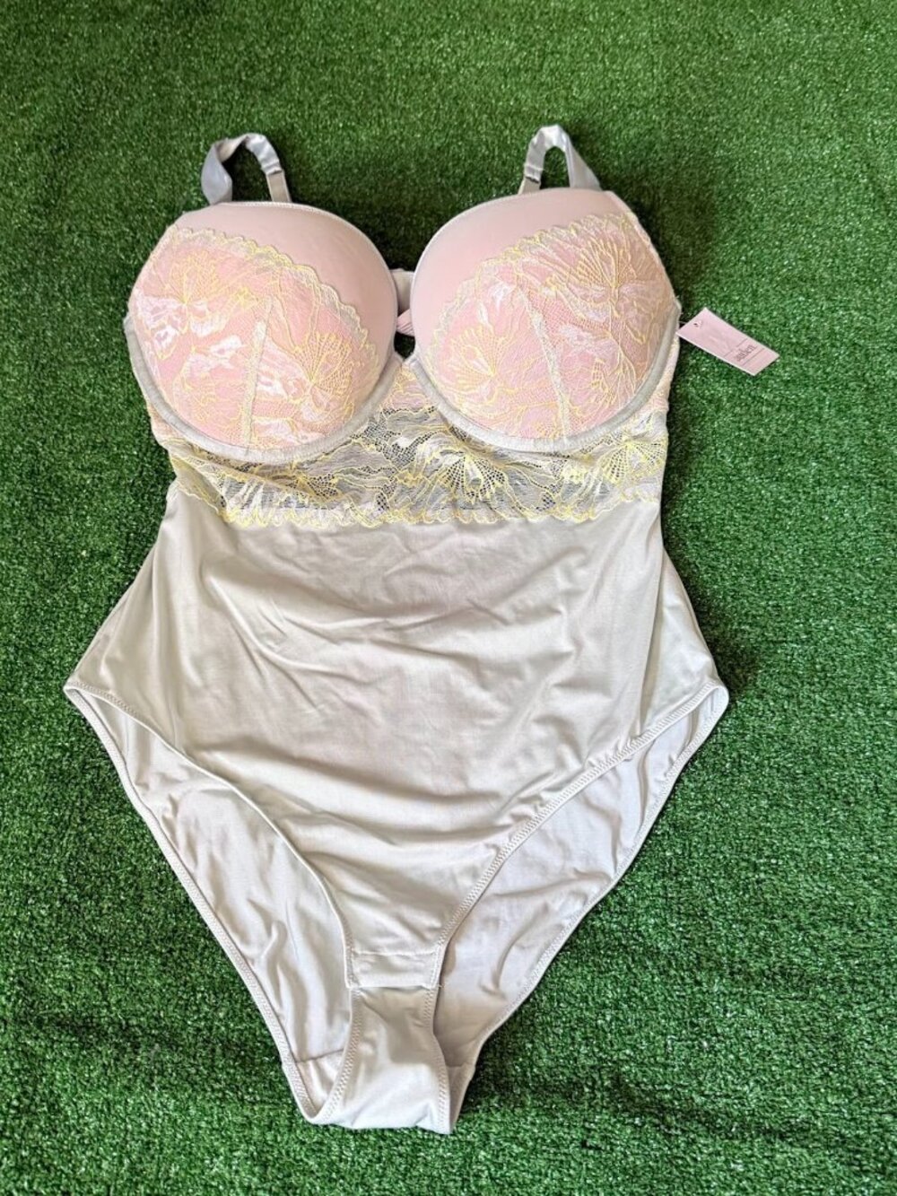 Auden Green Push Up Teddy Bodysuit Snap Crotch Lace Mesh Lingerie Size XL NWT